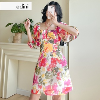 Đầm hoa tay lửng edini