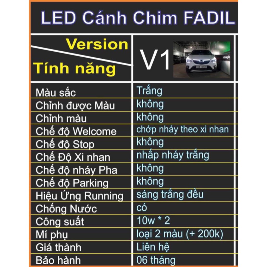 LED MÍ VINFAST FADIL MẪU CÁNH CHIM *HÓT NHẤT*