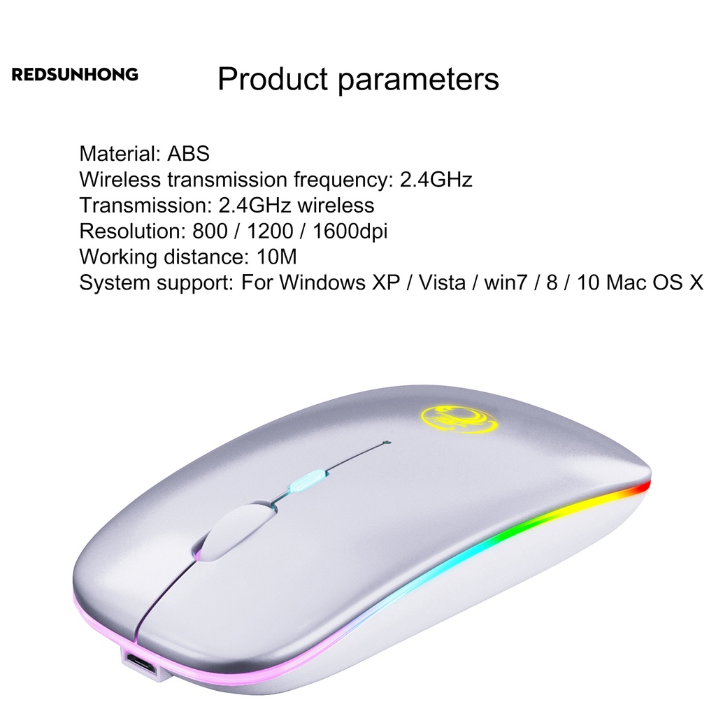 Chuột không dây Có Đèn Led Nhiều Màu Sắc Kết Nối Bluetooth Cho Pc Laptop