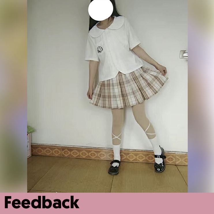 Áo sơ mi trắng dáng lửng cổ tròn thêu họa tiết xinh xắn phong cách học sinh JK Nhật Bản A00088