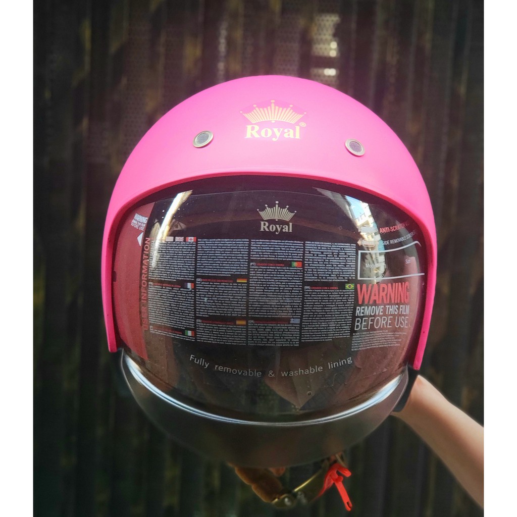 Nón bảo hiểm kính âm M139 màu hồng lên tem siêu đẹp