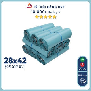 Túi gói hàng niêm phong, túi đóng hàng chuyển phát nhanh NHỰA HVT size 28*42 màu xanh
