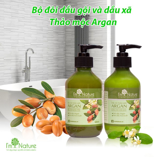 Dầu gội thảo dược ⚡CHÍNH HÃNG⚡ Dầu gội thảo mộc Argan I'm nature ngăn rụng tóc giúp tóc suôn dày bóng khỏe.