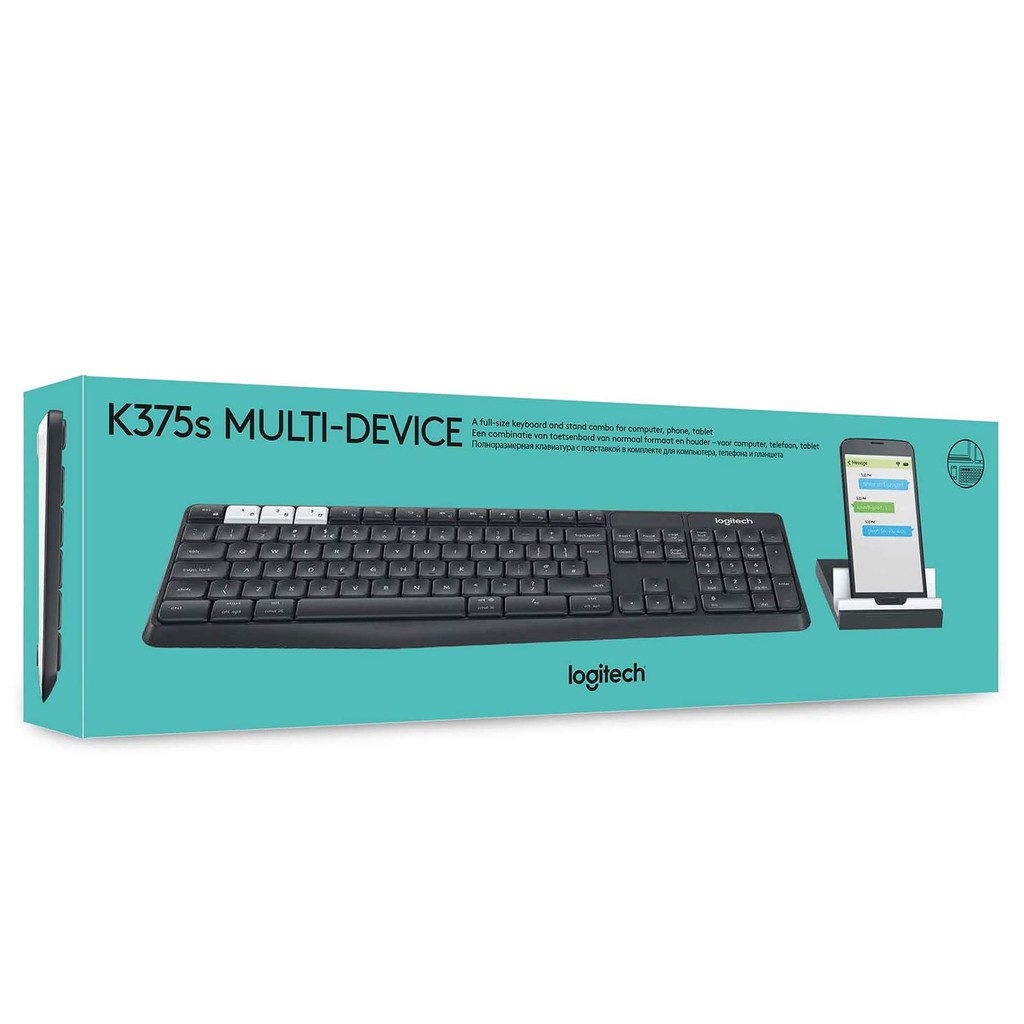 Bộ bàn phím không dây và giá đỡ LOGITECH K375s - Hàng chính hãng