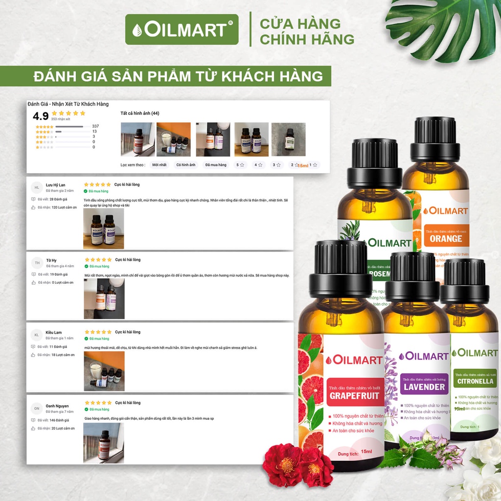 Tinh dầu thiên nhiên Oilmart Essential Oil - Dung tích 1 lít