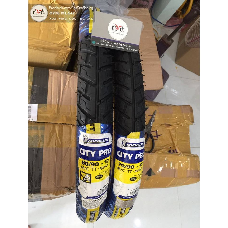 Combo vỏ michelin City Grip Pro Citi Pro,  size nhỏ cho wave dream si si fi ex150 bánh căm bánh mâm (ko ruột và có ruột)