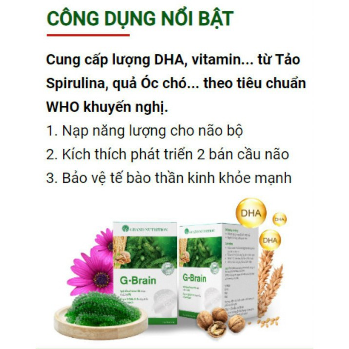 ✔️️️(Chính Hãng) G-Brain Hỗ trợ phát triển Trí Não, tăng cường hệ Miễn Dịch cho Trẻ