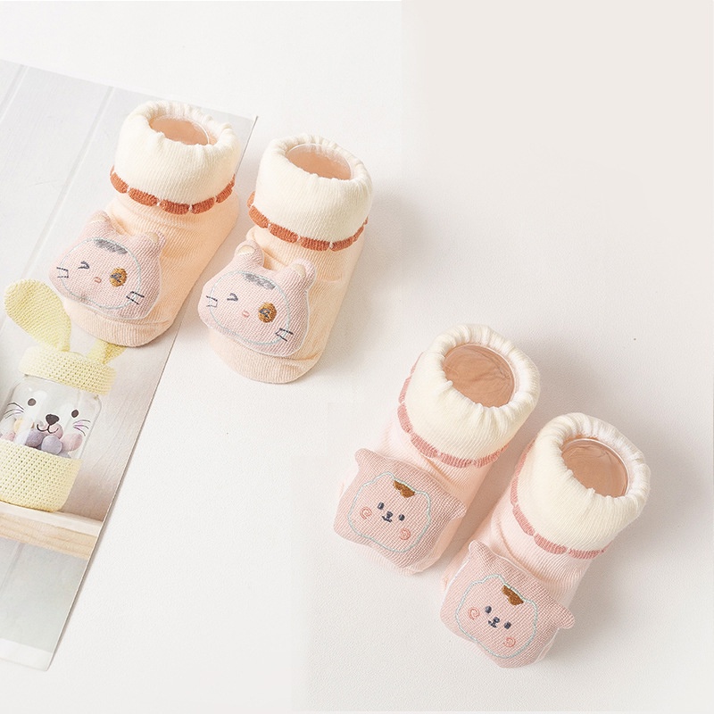 Set 2 Đôi Tất Cotton Chống Trượt Dễ Thương Cho Bé