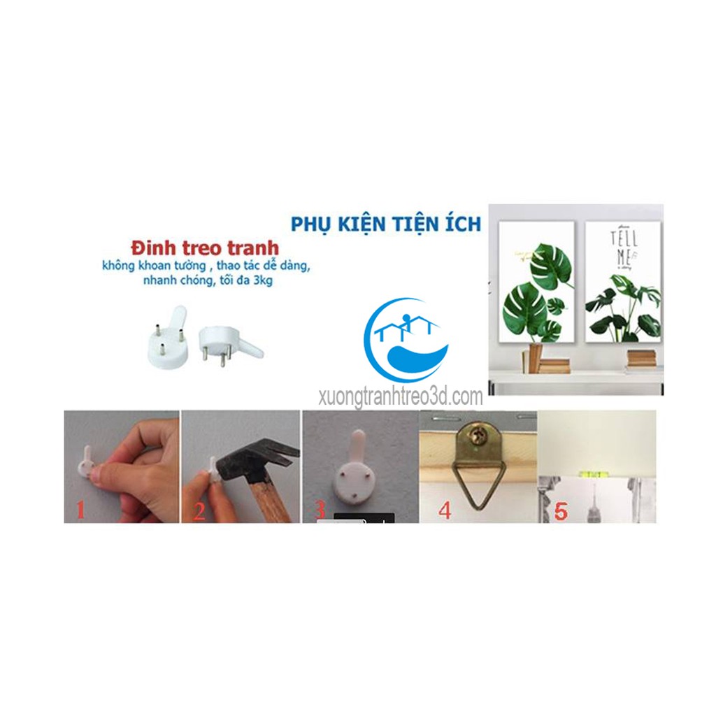 [NHIỀU MẪU]Tranh treo tường phòng khách hoa sen/3D gỗ Hàn Quốc chống mối mọt