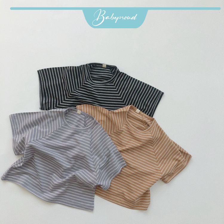 BABEPROUD Áo thun bằng cotton họa tiết kẻ sọc thời trang mùa hè cho bé 0-6 tuổi
