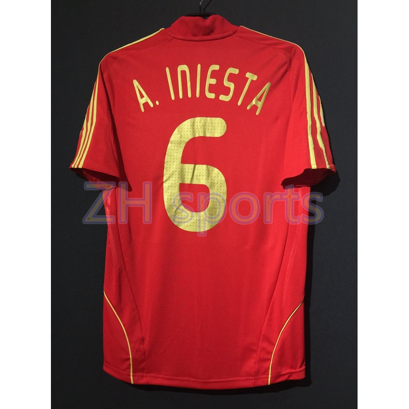 Áo Thun Bóng Đá Đội Tây Ban Nha 08/09 DAVID VILLA 7 Tores 9 A.INIESTA 6 2008