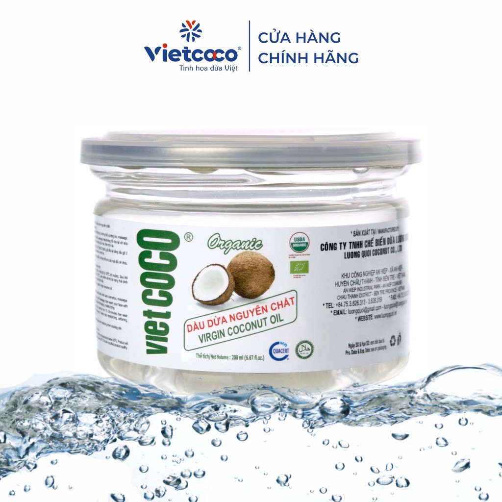 Dầu dừa nguyên chất Organic Vietcoco 200ml  hũ nhựa - nắp giật | BigBuy360 - bigbuy360.vn