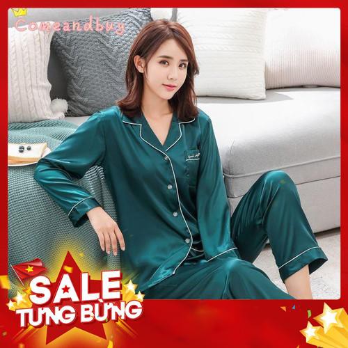 Đồ ngủ lụa mỏng tay dài cho cặp đôi - Hàng nhập khẩu