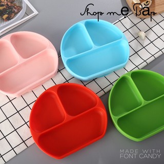 Khay ăn dặm silicone 3 ngăm chống đổ cao cấp, Bát ăn dặm 3 ngăn silicon BLW, ăn dặm kiểu nhật cho bé