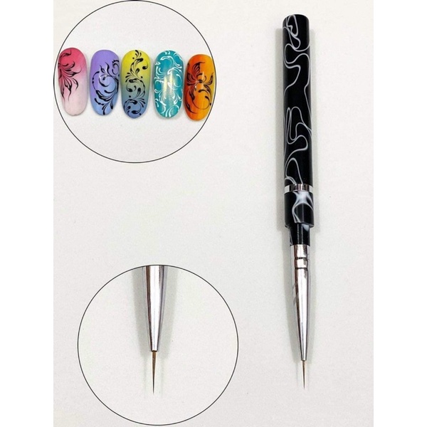Cọ Râu Cán Đen Trắng - Vẽ Tia Thần Thánh, Siêu Mảnh chuyên dụng ngành Nail nails Mi Móng Tay