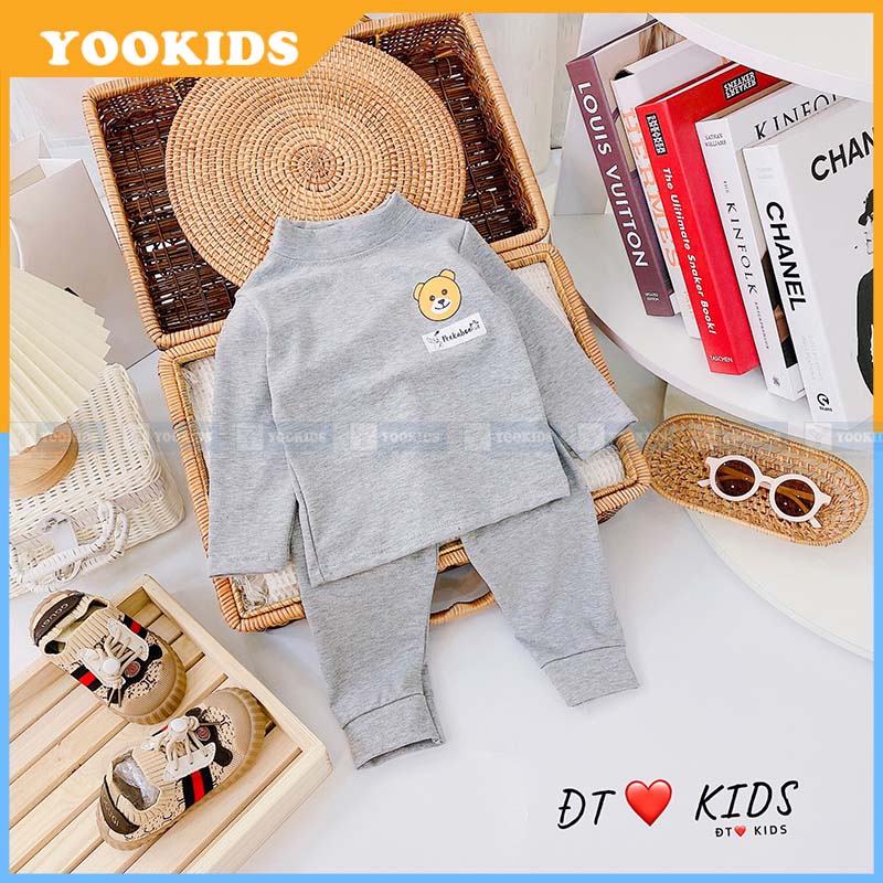 Quần áo thu đông cho bé YOOKIDS chất cotton zip hàn co giãn 4 chiều và giữ ấm cực tốt cho bé trai bé gái 1 2 3 4 tuổi