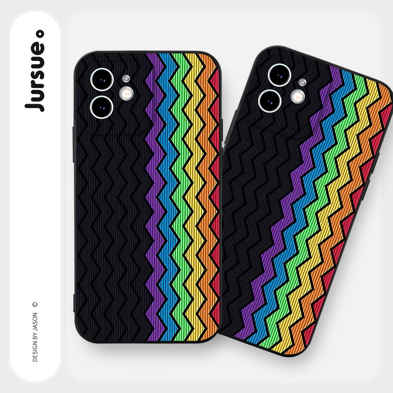 Ốp lưng JURSUE mềm chống bẩn hình độc lạ ngầu đen Cho iPhone 14 13 12 11 Pro Max SE 2020 X XR XS 8 7 ip 6S 6 Plus Y2436