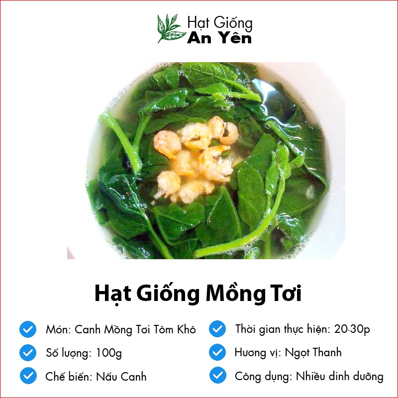 Hạt giống Mồng Tơi thu hoạch sớm, dễ trồng, nảy mầm cao, sinh trưởng khoẻ