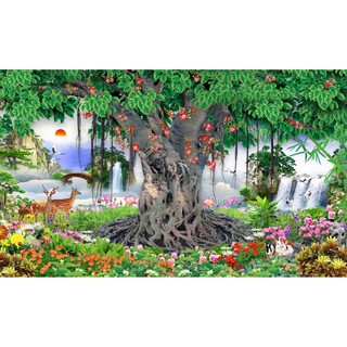 Tranh dán tường VTC cây bồ đề UD0824 kim sa