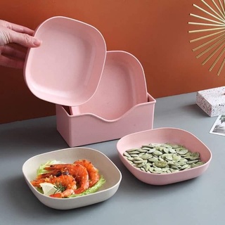 Set 5 đĩa lúa mạch kèm khay