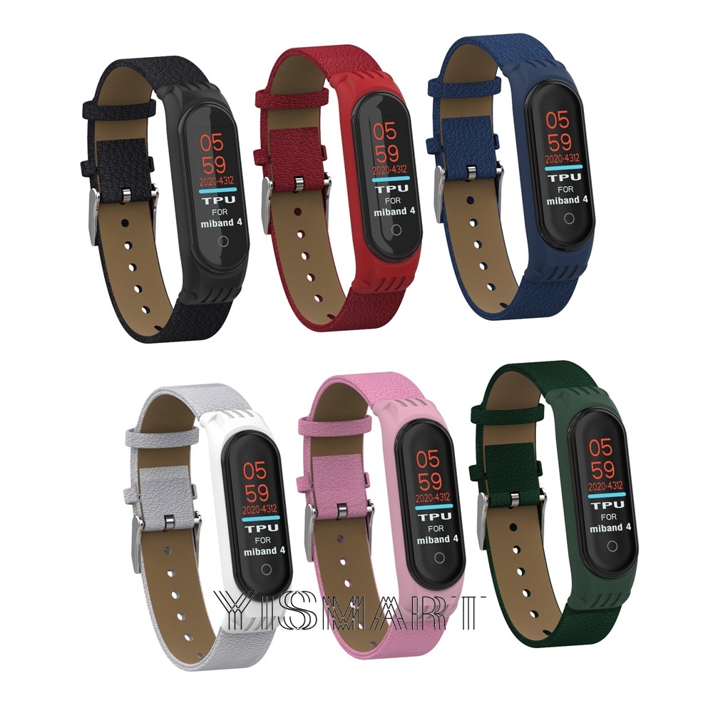 Dây đeo đồng hồ chát liệu da TPU nhiều màu cho Xiaomi MiBand 6 5 Mi Band 4 3