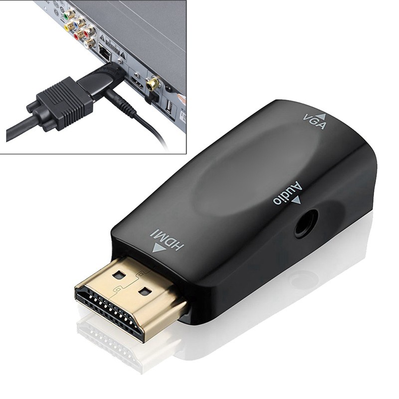 1080P HDMI Male to VGA Female Adapter with 3.5mm Jack Audio Video Converter with DC Buck Converter CC CV Power ule