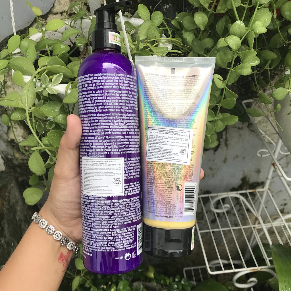 Combo dầu gội xả khử sắc tố vàng Tigi Dumb Blonde Purple Toning 400ml/200ml