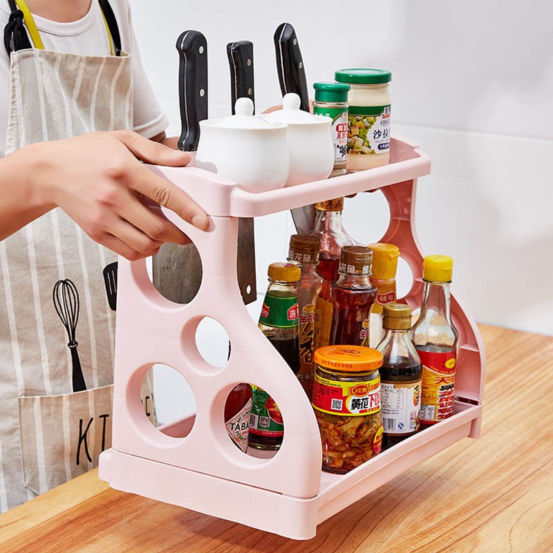 Kệ 2 Tầng Đựng Đồ Dùng Nhà Bếp Đa Năng Nhiều Màu