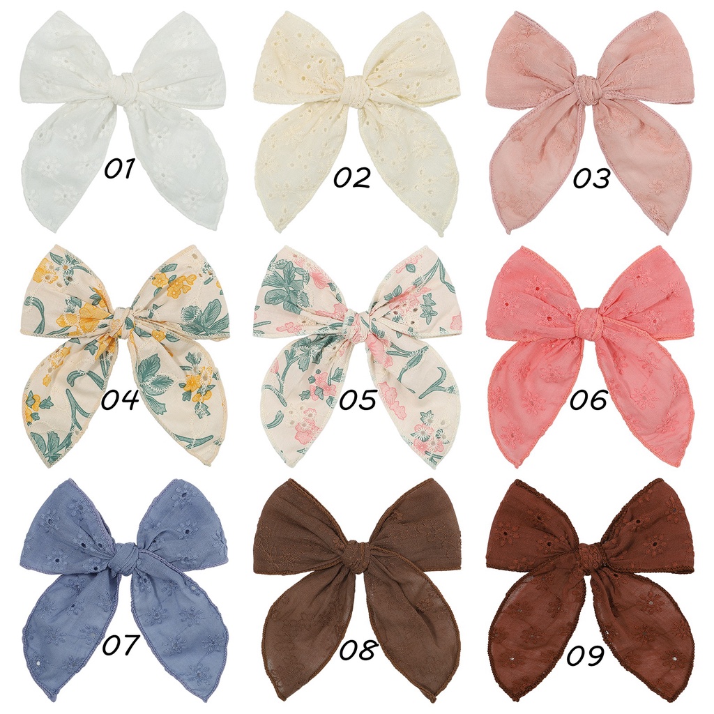 Kẹp tóc nơ lớn RAINBOW BOWS thêu họa tiết thủ công cho bé gái