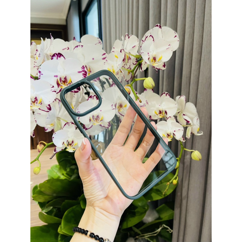 Ốp lưng Likgus viền màu xanh rêu, Xanh Serria cho iphone 13, 13 Pro, 13 Pro Max Xanh chuẩn màu máy không ố vàng