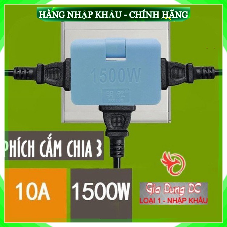 [Hàng Cao Cấp - 1 Đổi 1] Phích cắm ổ cắm điện chia 3 ổ đầu ra chịu tải cao tự ngắt điện gấp gọn 1 ra 3 tiện lợi