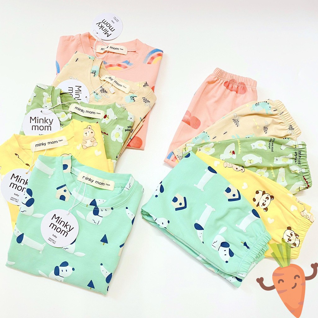 SALE!!! Bộ Dài Tay Cotton Minky Mom Họa Tiết Cầu Vồng - Gấu Trúc - Khủng Long Dễ Thương Cho Bé MKM08