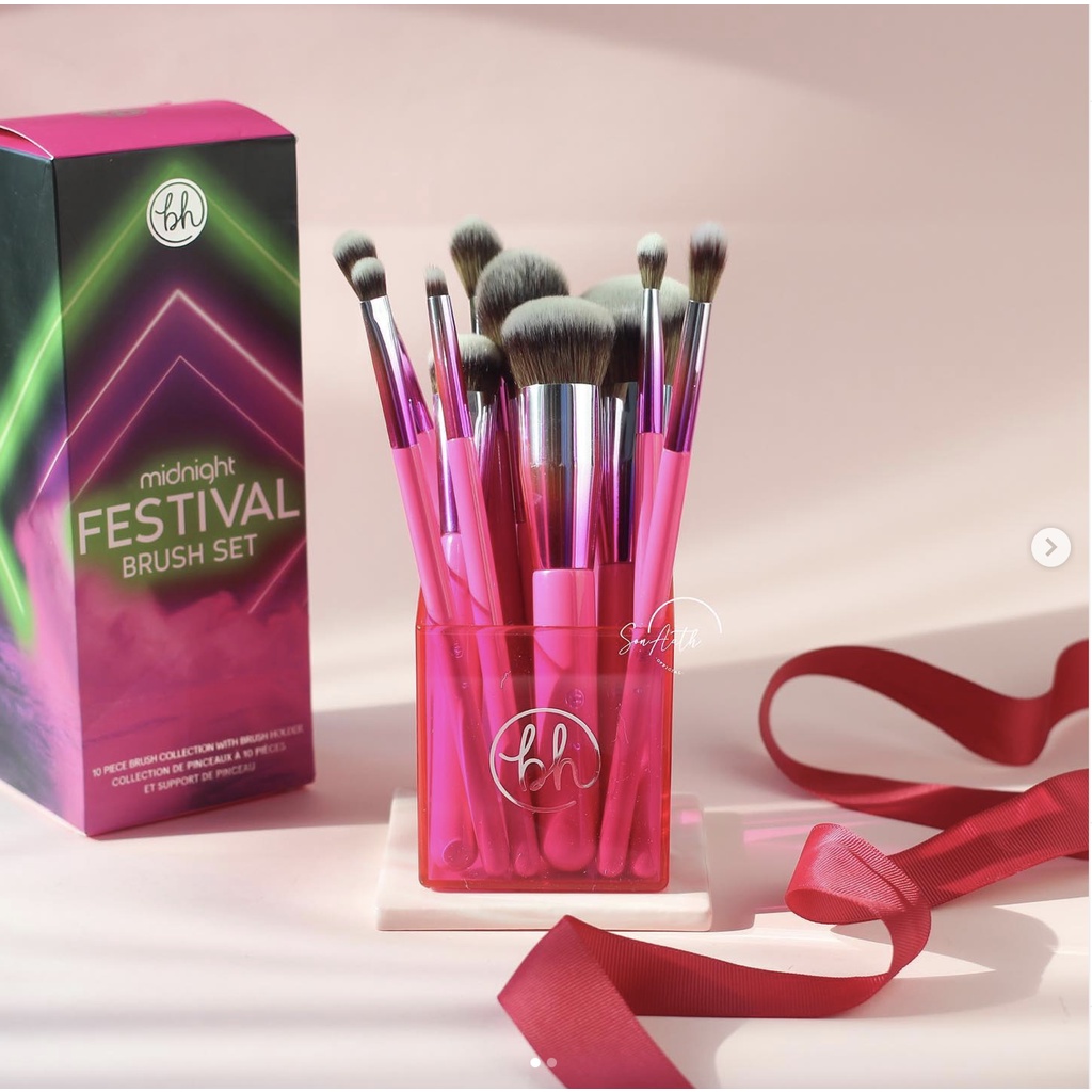 Bộ cọ BH Cosmetics Midnight Festival Brush Set - 10 Piece Brush Collection with Brush Holder