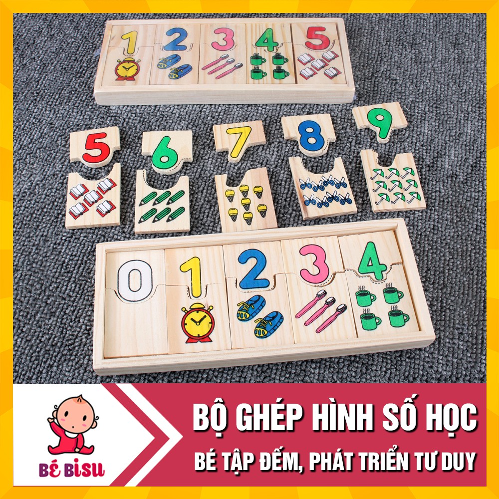 Bộ GHÉP Hình SỐ và HỌC ĐẾM bằng gỗ loại To phát triển tư duy cho bé-(hình chữ nhật)-SP098803