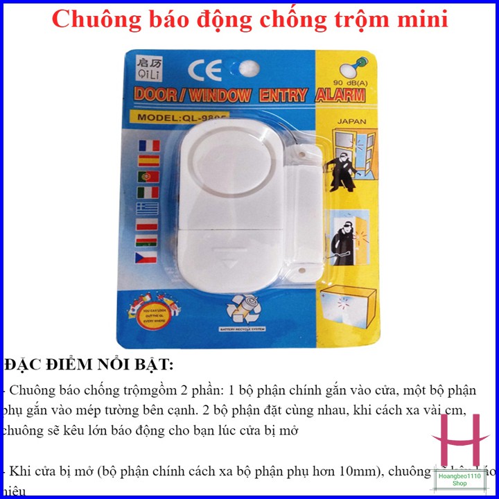 Chuông chống trộm mini gắn cửa an toàn, thông minh âm thanh to { H }