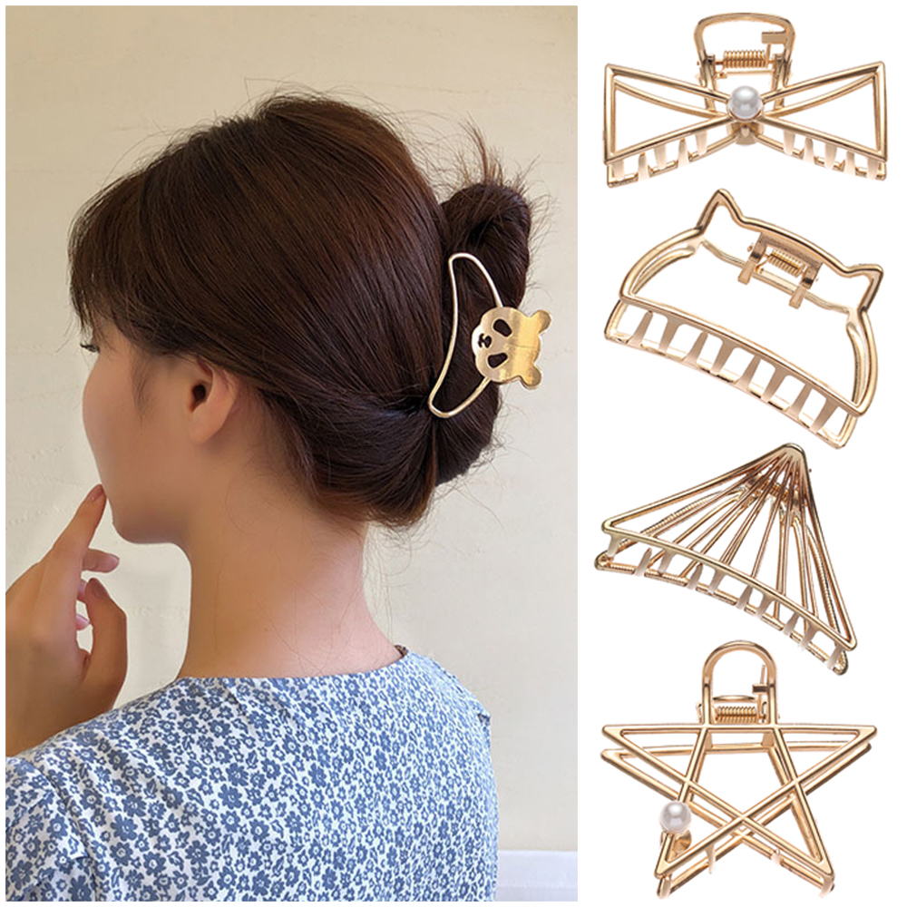 Kẹp tóc kim loại họa tiết hình học thời trang