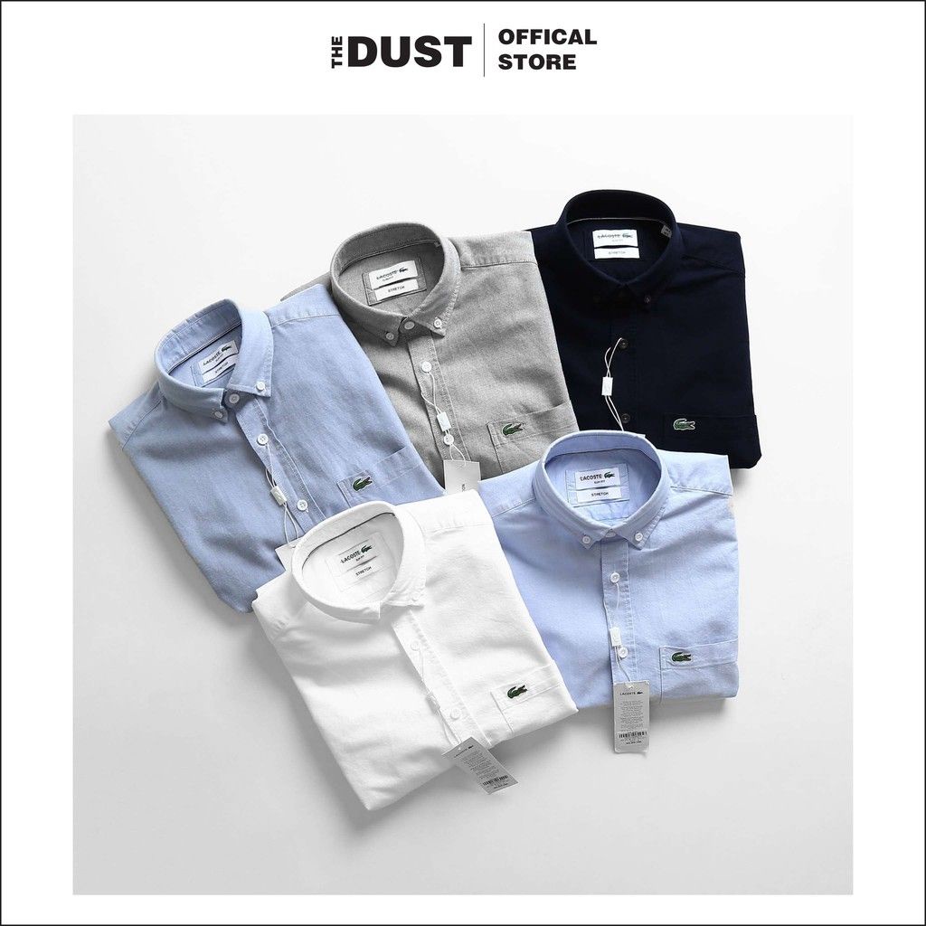 Áo sơ mi nam ngắn tay trơn basic LCT, form slimfit, vải oxford cao cấp, thoáng mát thấm hút mồ hôi