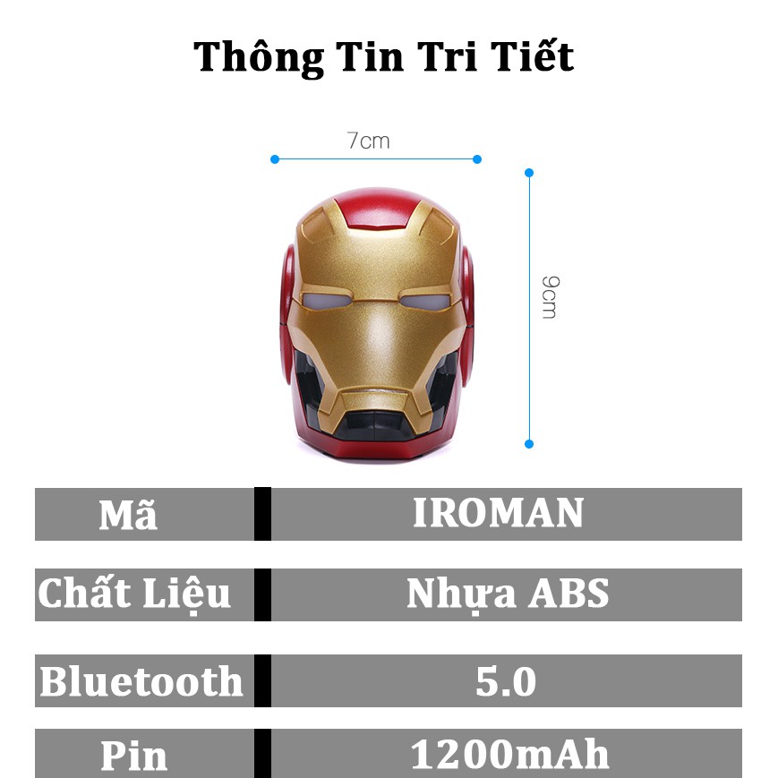 Loa Bluetooth Siêu Anh Hùng IROMAN Kiểu Dáng Độc Lạ, Hỗ Trợ USB, Thẻ Nhớ, Jack 3.5 Kết Nối Với PC, Laptop