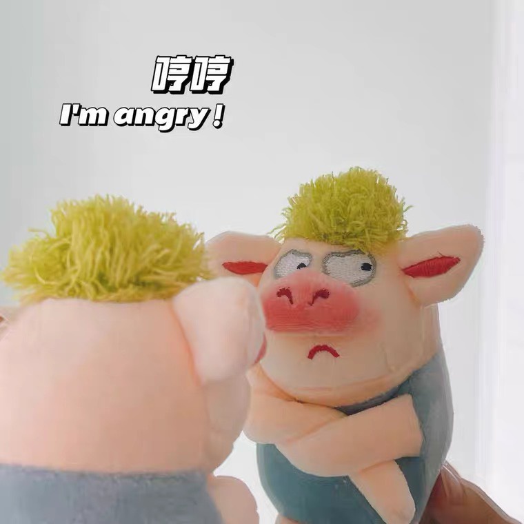 Móc khóa hình chú heo giận dữ nhồi bông dễ thương móc khóa cặp túi xách 10cm NEOCI