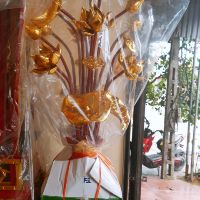 Bình hoa sen gỗ mít