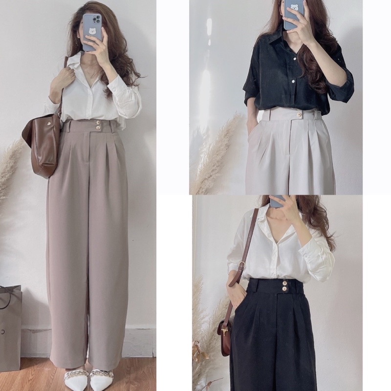 Quần tây 2 cúc cạp cao