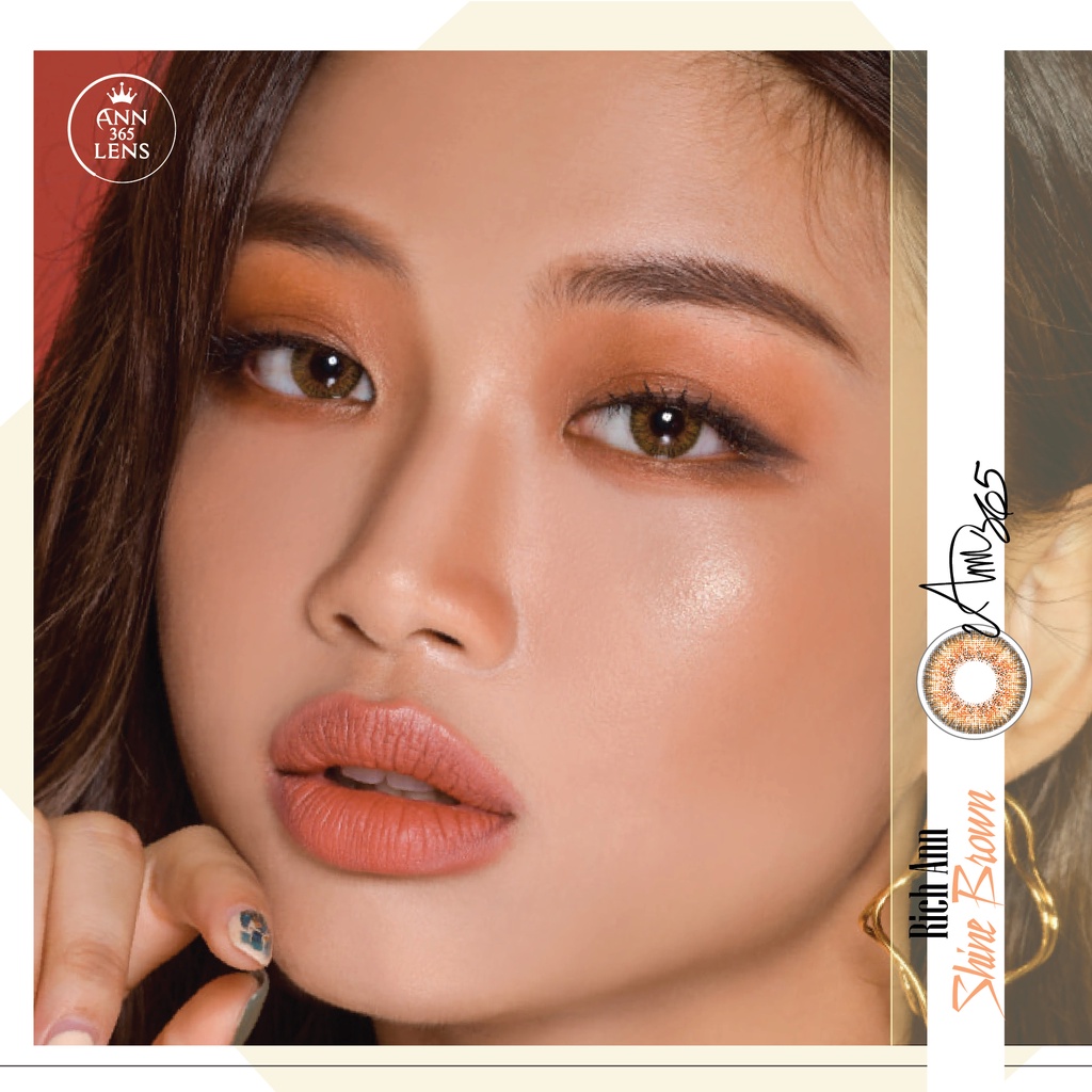 [𝟭 𝗛𝗢̣̂𝗣] Lens Mắt ANN365 1 Ngày Rich Ann Shine Brown, Kính áp tròng Màu Nâu Sáng