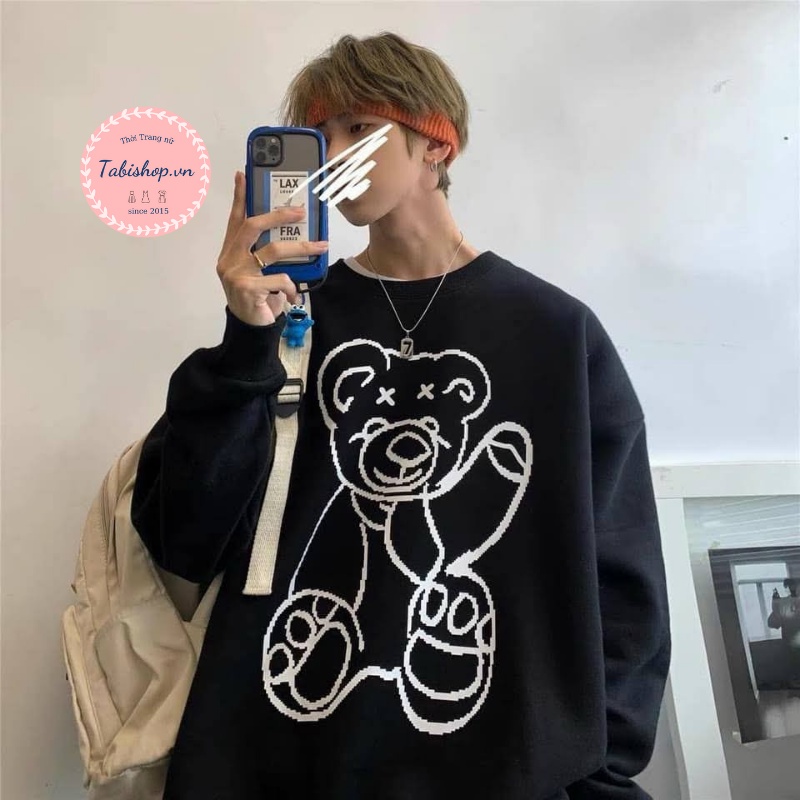 Áo sweater nam nữ in hình gấu lớn Tabishop Áo hoodie nỉ unisex form rộng hàng cao cấp siêu hotrend 2021