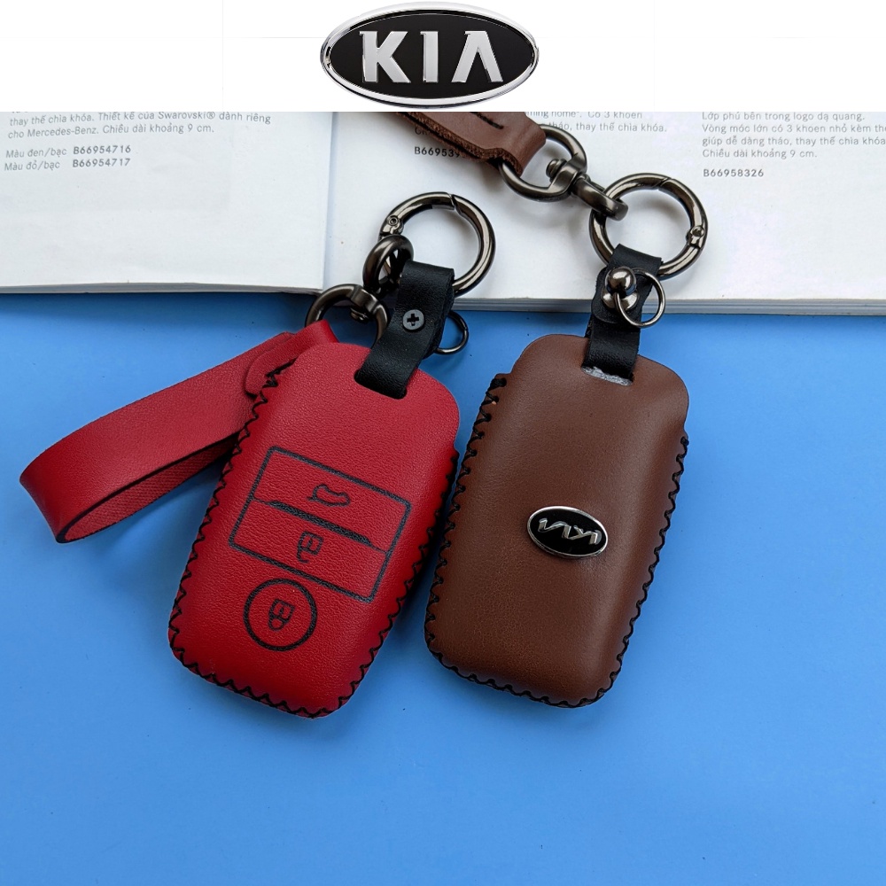 Bao da chìa khóa Kia Morning Seltos  Soluto Rio Cerato Optima Rondo Kia 3 nút (KMK3 Móc A)