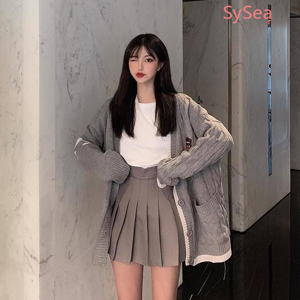 Áo Khoác Cardigan Dệt Kim Tay Dài Dáng Rộng Thời Trang Mùa Đông Cho Nữ