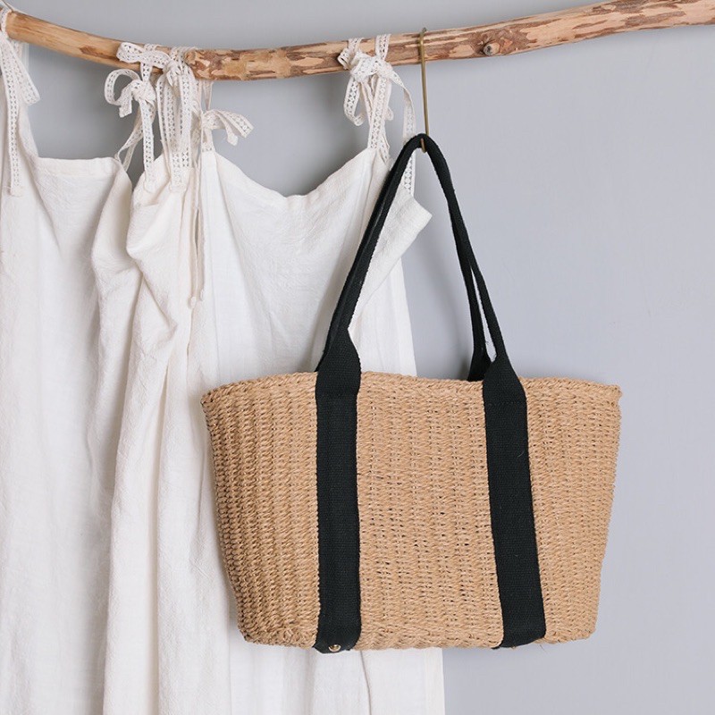 Túi Cói Neverfull Quai Đen