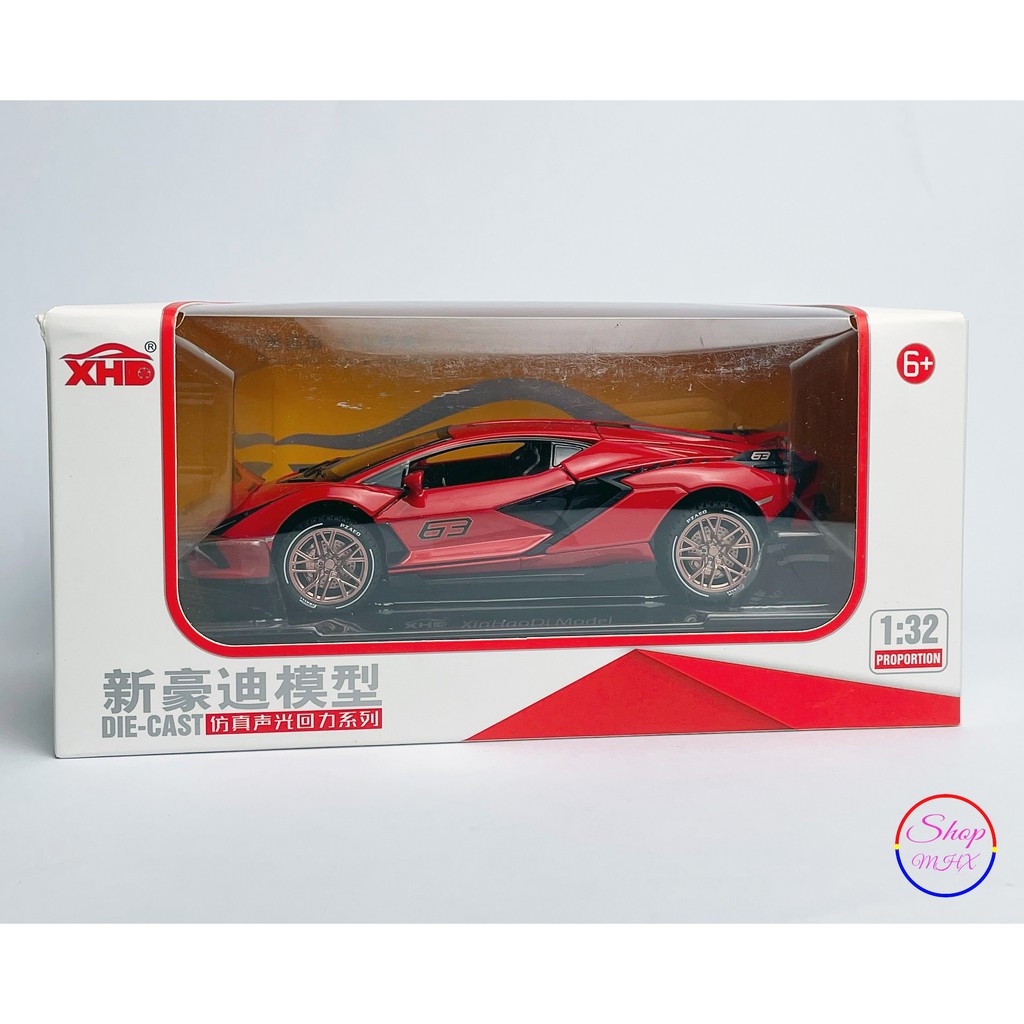 Xe mô hình sắt Lamborghini Sian FKP 37 TẶNG KÈM BIỂN SỐ tỉ lệ 1:32 hãng XHD