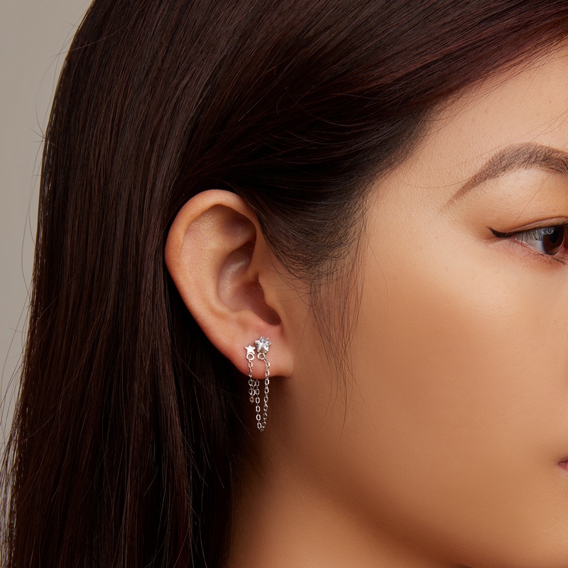 BAMOER Bông Tai bạc 925 HìNh Ngôi Sao ThờI Trang