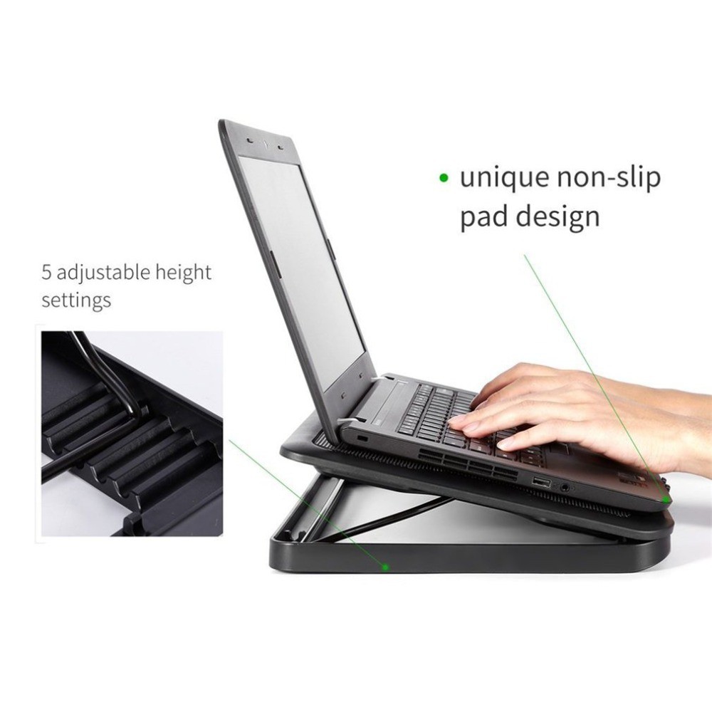 [Mã ELMS5 giảm 7% đơn 300K] Đế Tản Nhiệt Laptop MIKUSO 5 Quạt Tốc Độ Lớn MISTRAL-5