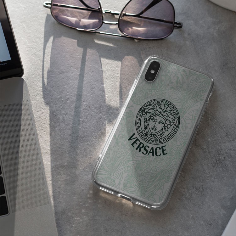 Ốp Lưng  sang chảnh ốp IP in logo versace nền hình lá cực sang dành cho Iphone 6 đến 12 promax BRD20210184